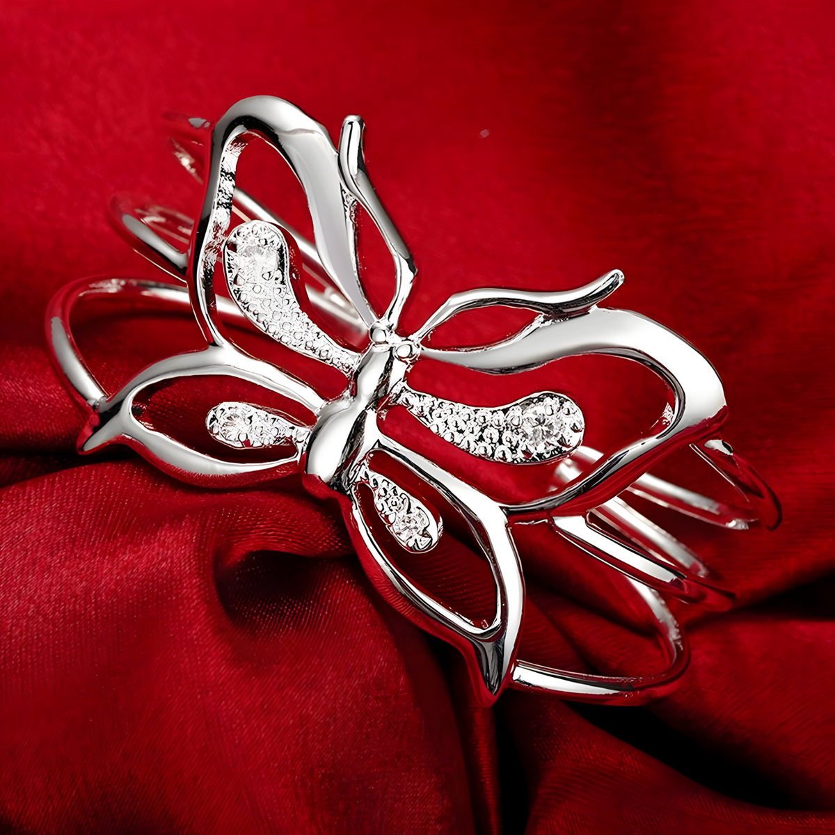Unified Jewellery Premium Butterfly Crystal Open Cuff Bracelet for Women 1837