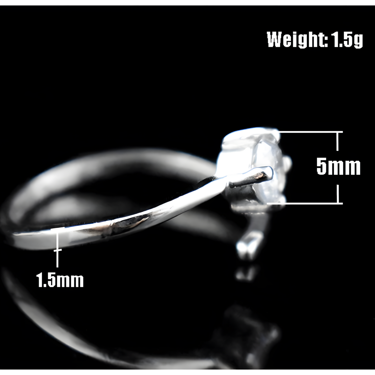 Unified Jewellery Sterling Silver Solitaire Ring, 5mm Cubic Zirconia, Band 370
