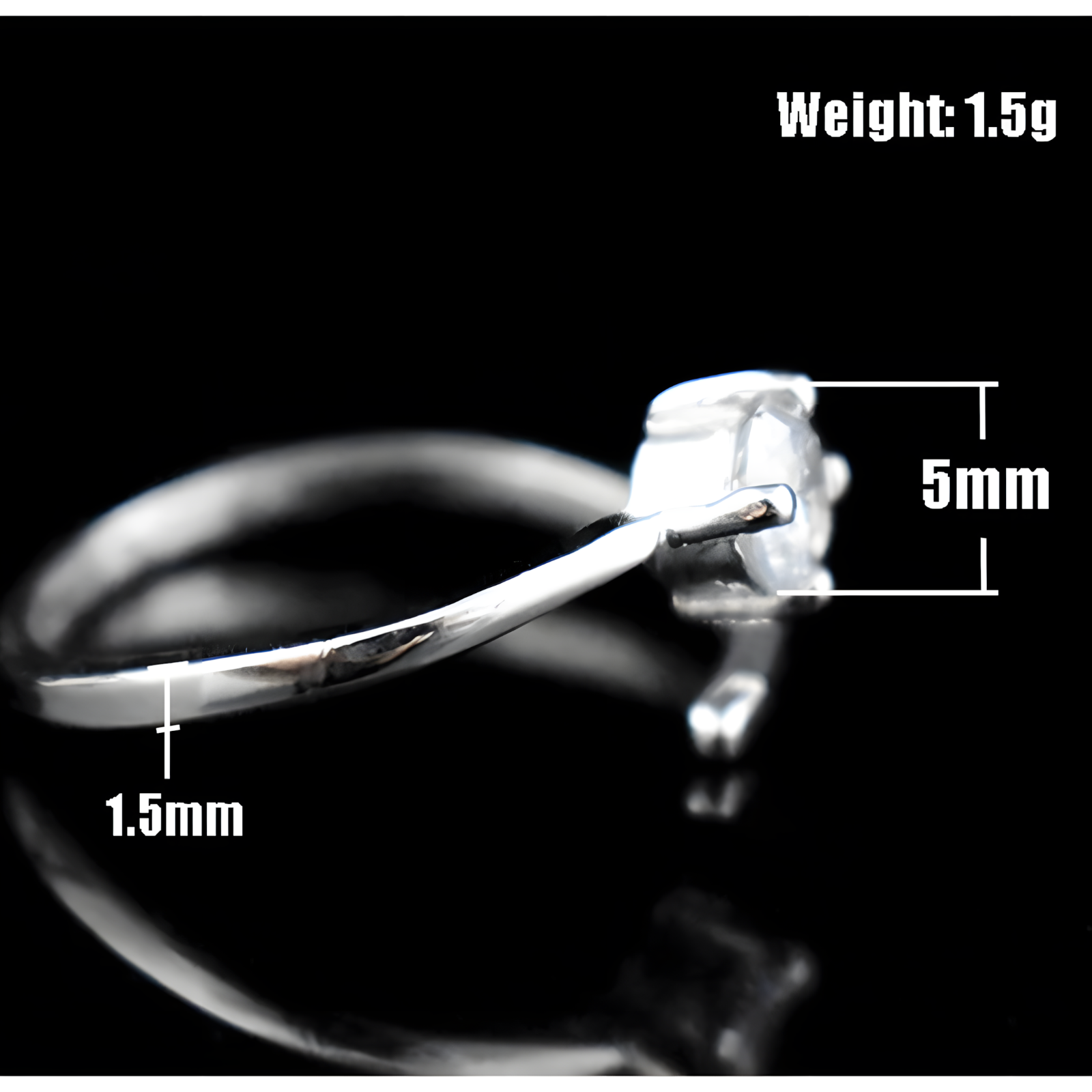 Unified Jewellery Sterling Silver Solitaire Ring, 5mm Cubic Zirconia, Band 370