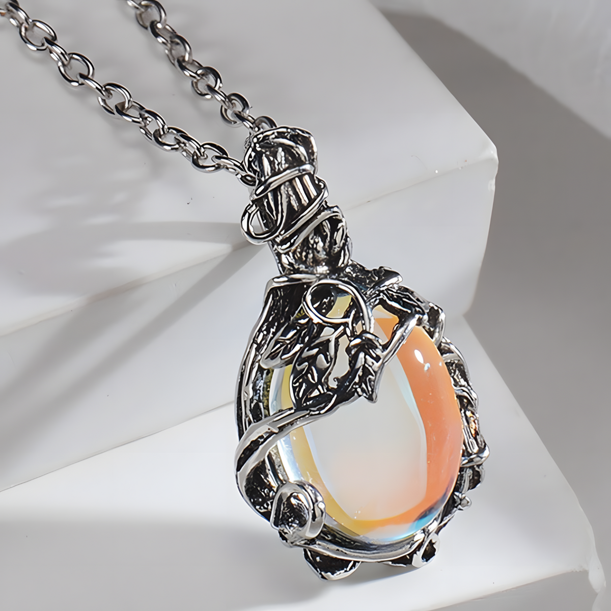 B0181 Flower Winding Moonlight Stainless Steel Necklace Pendant Ladies Prom b181