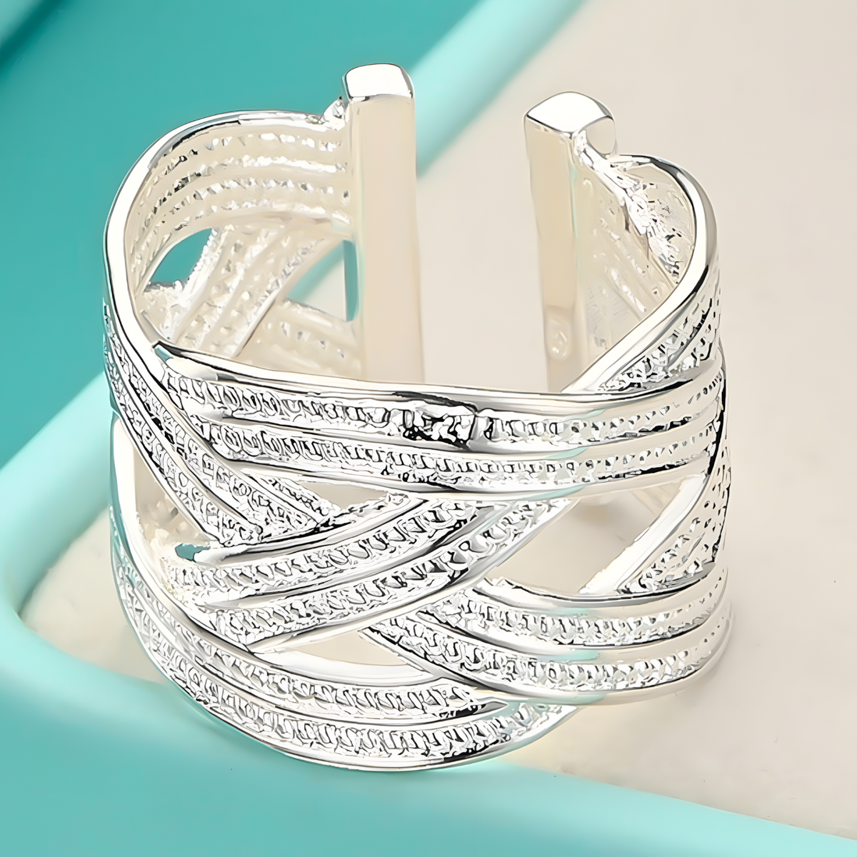 Unified Jewellery Luxury Crossover Adjustable Wide Band Statement Ring 1835