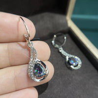 925 Water Drop Shape Hook Earrings Inlaid Water Drop Shape Synthetic Gems 35 UK