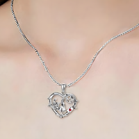 Metal Copper Zinc Alloy Heart Pendant Necklace – Classic Geometric Design 1115