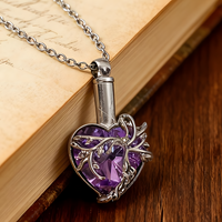 Elephant Tree Of Life Ashes Urn Necklace, Silver Plated Memorial Pendant B256