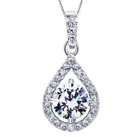 925 Sterling Silver Fine AAA Zircon Angel Tear Water Drop Pendant Necklace 251