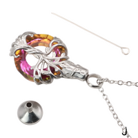 Tree of Life  Necklace with Multicolor Circle Crystal 316L Stainless Steel B220