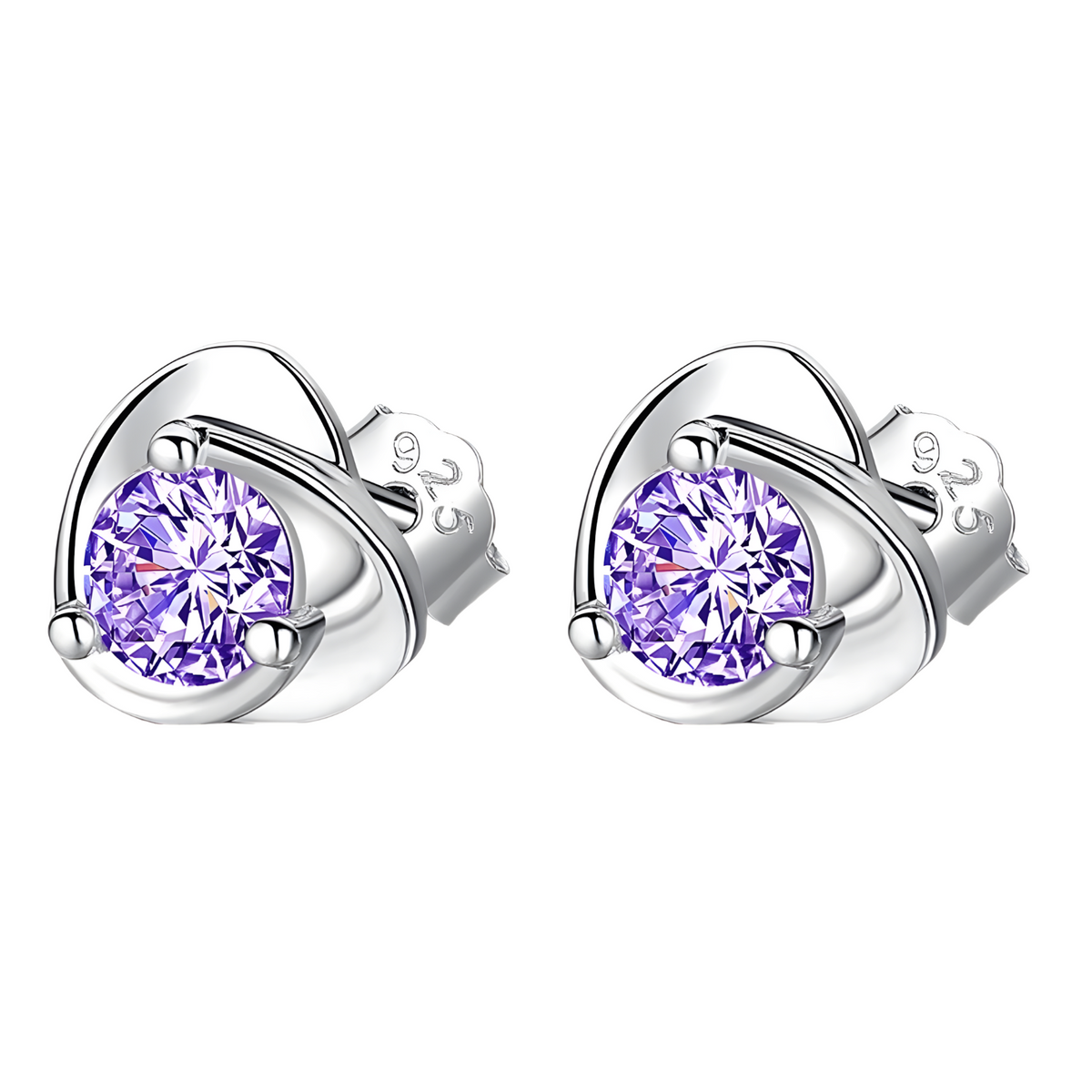 925 Silver Modern Swirl Design with Sparkling CZ Gemstones, Hypoallergenic 485