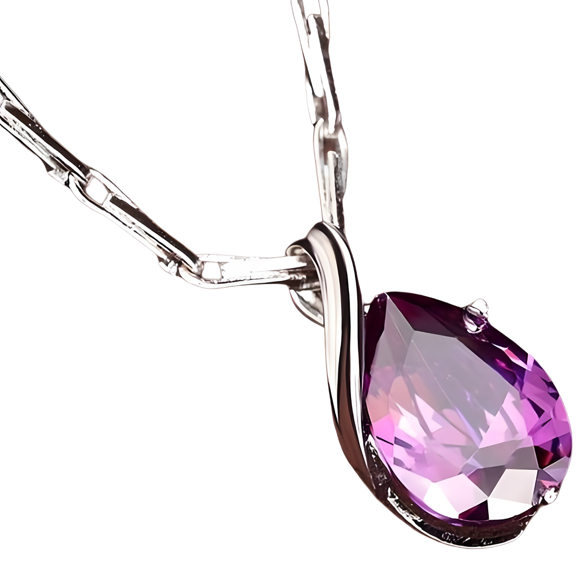 Luxury Pear Copper Alloy Cubic Zirconia Pendant Necklace for Women 582
