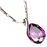 Luxury Pear Copper Alloy Cubic Zirconia Pendant Necklace for Women 582