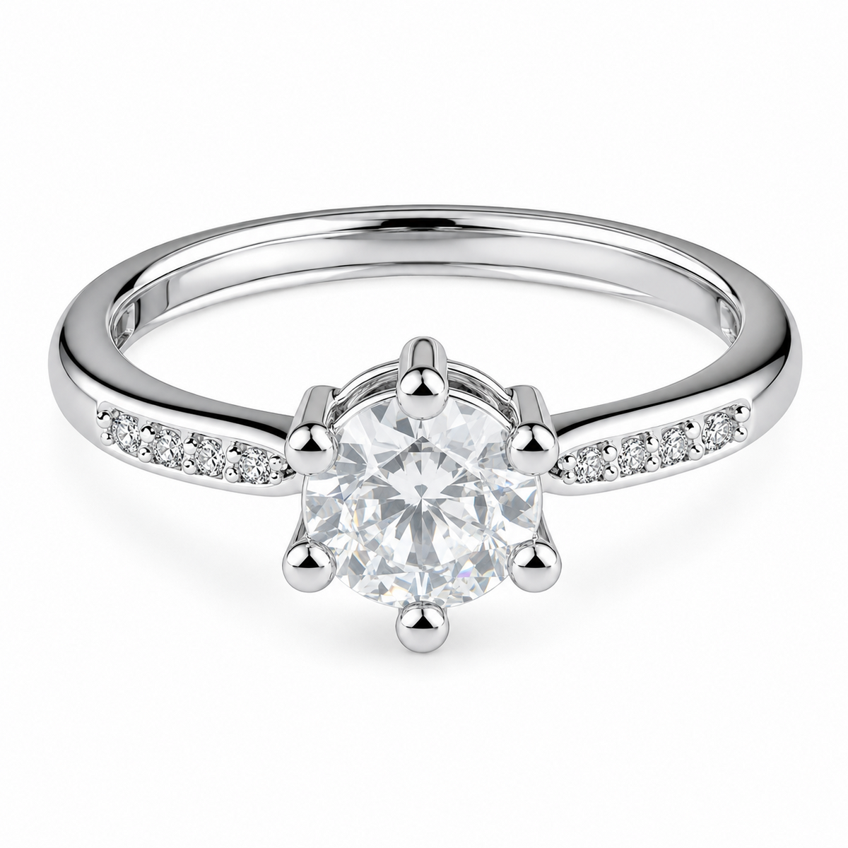 Women's Elegant Adjustable Solitaire Ring, Round Brilliant Zircon Bridal 1624