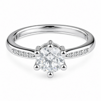 Women's Elegant Adjustable Solitaire Ring, Round Brilliant Zircon Bridal 1624