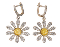 Daisy Flower Drop Earrings Women Zinc Alloy Metal Crystal Sunflower Design 1056