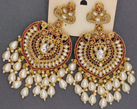Elegant Bollywood Inspired Gold Kundan Earrings - Traditional Indian Jewelry 231