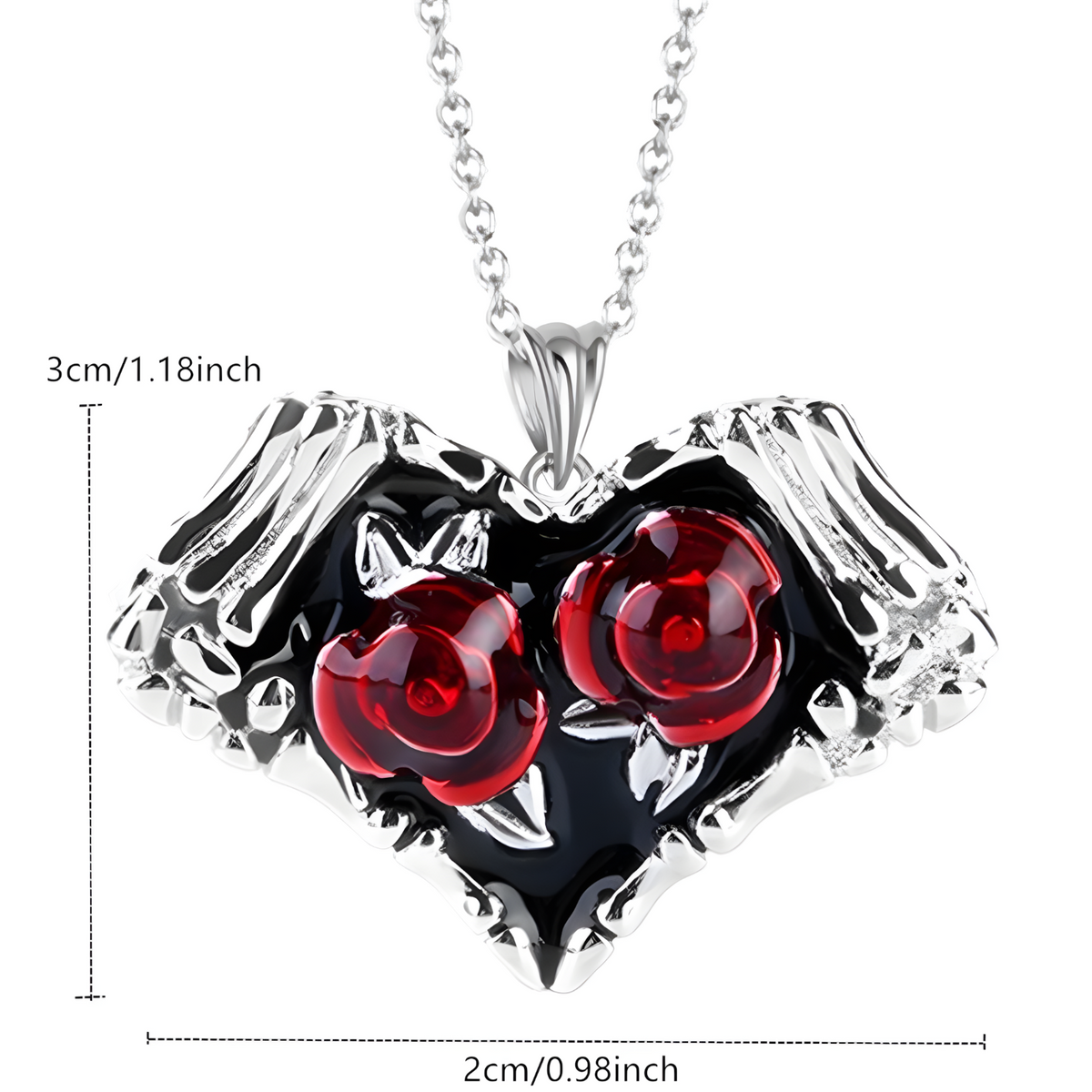 Red Rose Heart Pendant Necklace for Women – Zinc Alloy Metal with Gemstone 1148