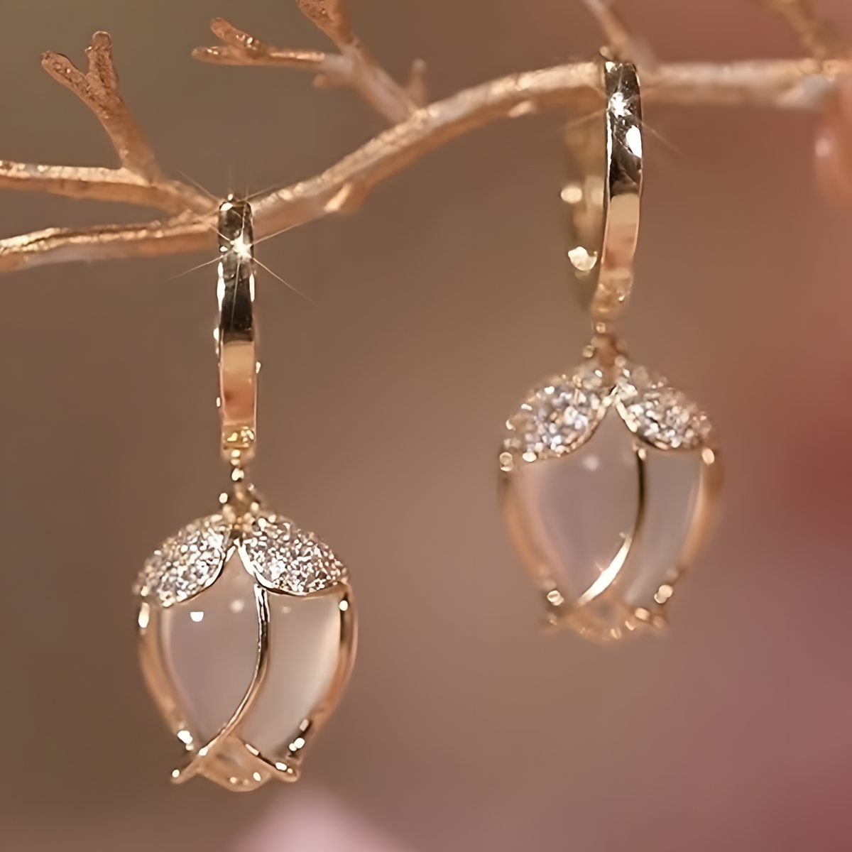 Contemporary Geometric Hoop Earrings Women | Gold Color Zinc Alloy Pearl 586
