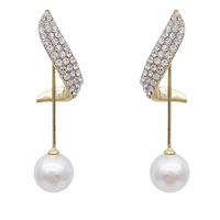 Classic Elegant Imitation Pearl Dangle Earrings Women Crystal Long Tassel 85 UK