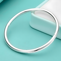 925 Sterling Silver 4MM Bangle Bracelets For Women Luxury Quality Jewelry 1757