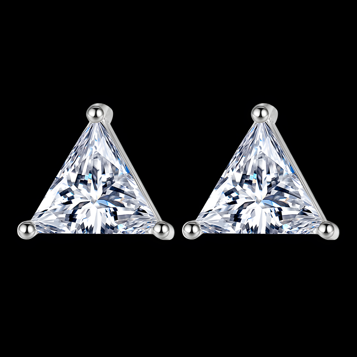 925 Silver-Plated Alloy Trillion Cut Zircon Stud Earrings Women – Sparkling 1040