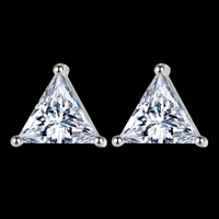 925 Silver-Plated Alloy Trillion Cut Zircon Stud Earrings Women – Sparkling 1040