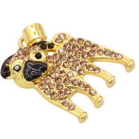 Gold-Plated Pug Pendant Necklace with Crystal Pavé Accent, Animal Charm B255