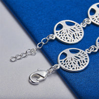 925 Sterling Silver Tree Of Life Bracelet Women Silver Chain Link Charm 1748
