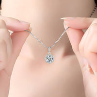 925 Sterling Silver Fine Round AAA Zircon Pendant Necklaces Women Jewelry 273