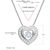 925 Sterling Silver Heart Necklace Women | Dancing Zircon Pendant Adjustable 260