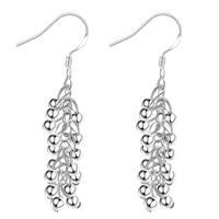 925 Silver-Plated Cluster Bead Drop Earrings for Women – Silver-Tone Copper 1194