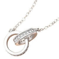 925 Sterling Silver Interlocking Rings Necklace Elegant Zircon Pendant Women 254