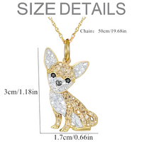 Women's Gold Chihuahua Pendant Necklace Exquisite Cute Pet Dog Charm Golden B169