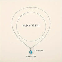 Unified Jewellery® Elegant Aquamarine Teardrop Pendant Necklace | 925 Silver 15