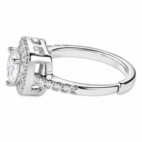 Women's Adjustable Heart Halo Zircon Engagement Ring, Round Brilliant Cut 1611