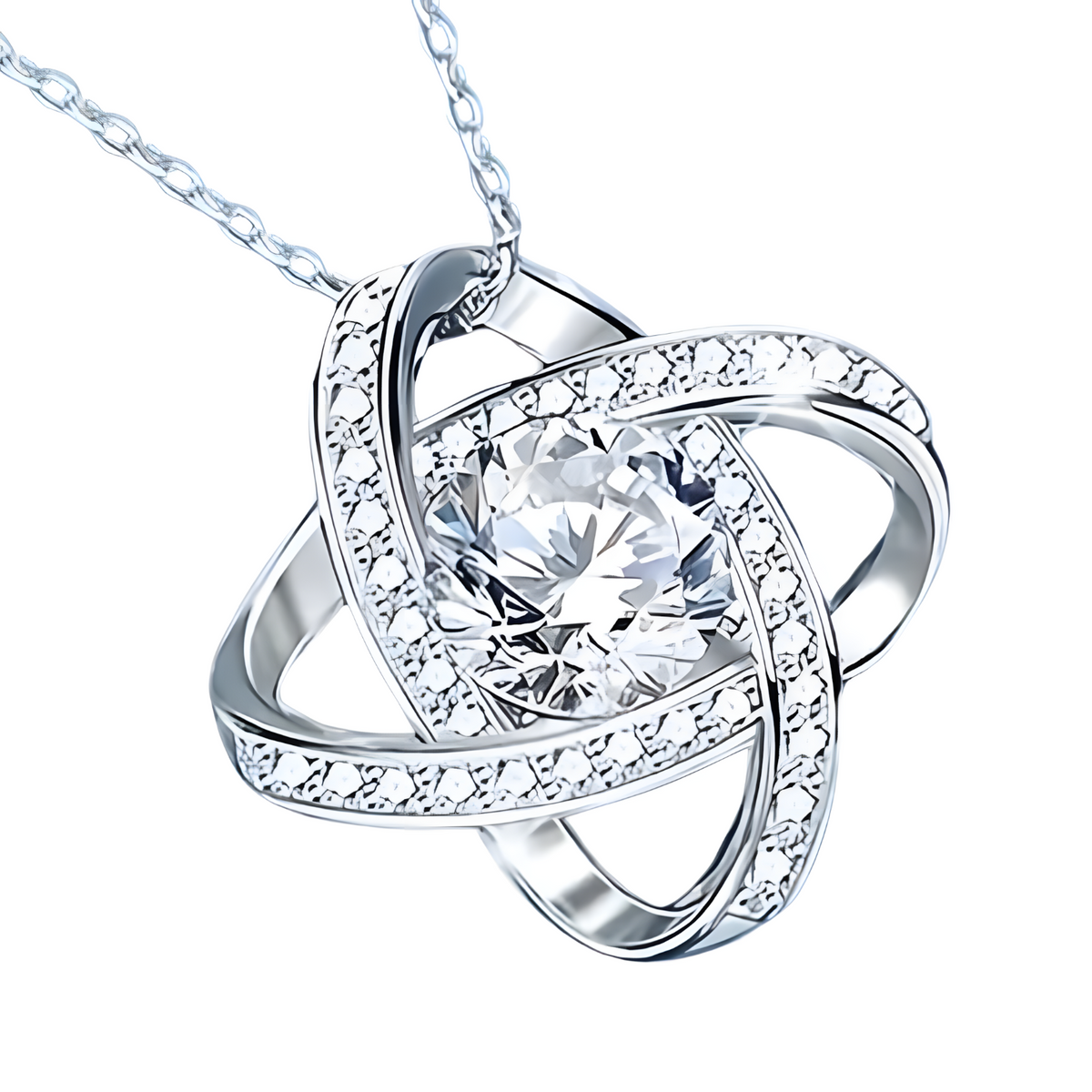Vintage Style Cubic Zirconia Love Knot Necklace for Mom, Zinc Allo (No box) B187