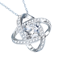 Vintage Style Cubic Zirconia Love Knot Necklace for Mom, Zinc Allo (No box) B187