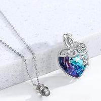 Butterfly Urn Necklace for Ashes - Crystal Heart Memorial Cremation Jewellry B87