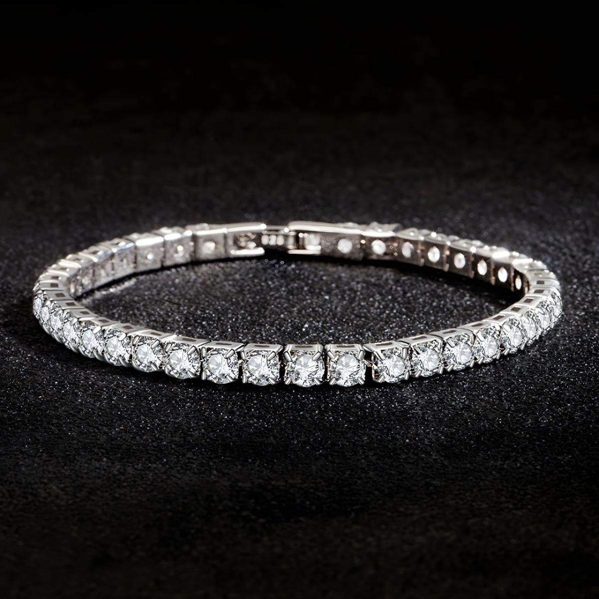 925 Sterling Silver-Plated Tennis Bracelet Women Sparkling Zircon Chain Link 851