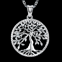 Women’s Tree of Life Pendant Necklace –Zinc Alloy Metal Round Cutout Design 1102