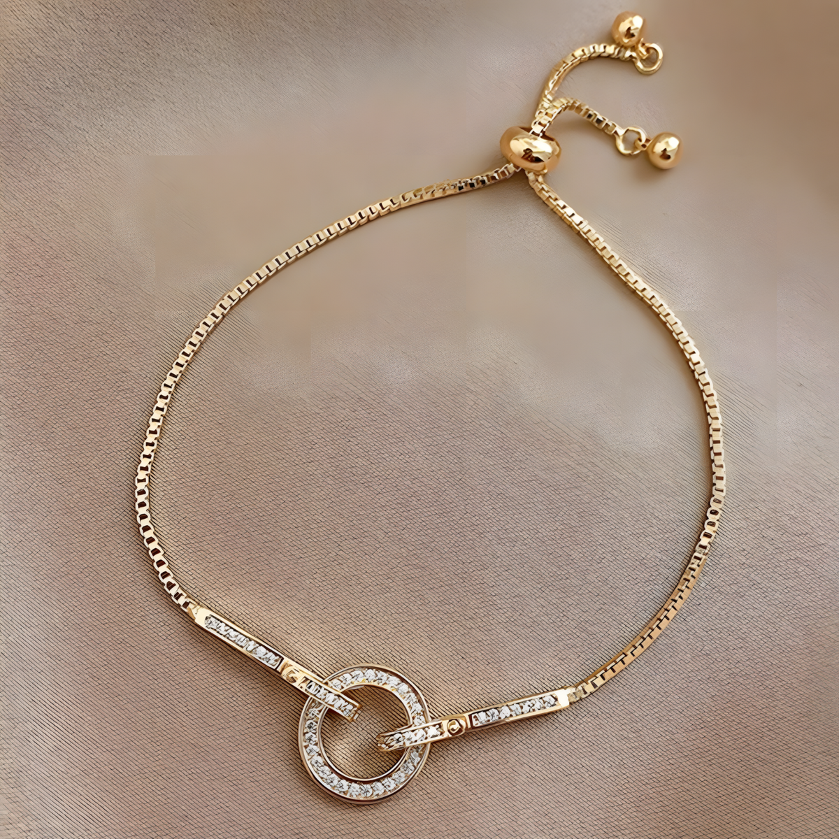 Unified Jewellery Gold-Plated Circle Link Bracelet Women – Sparkling Crystal 907