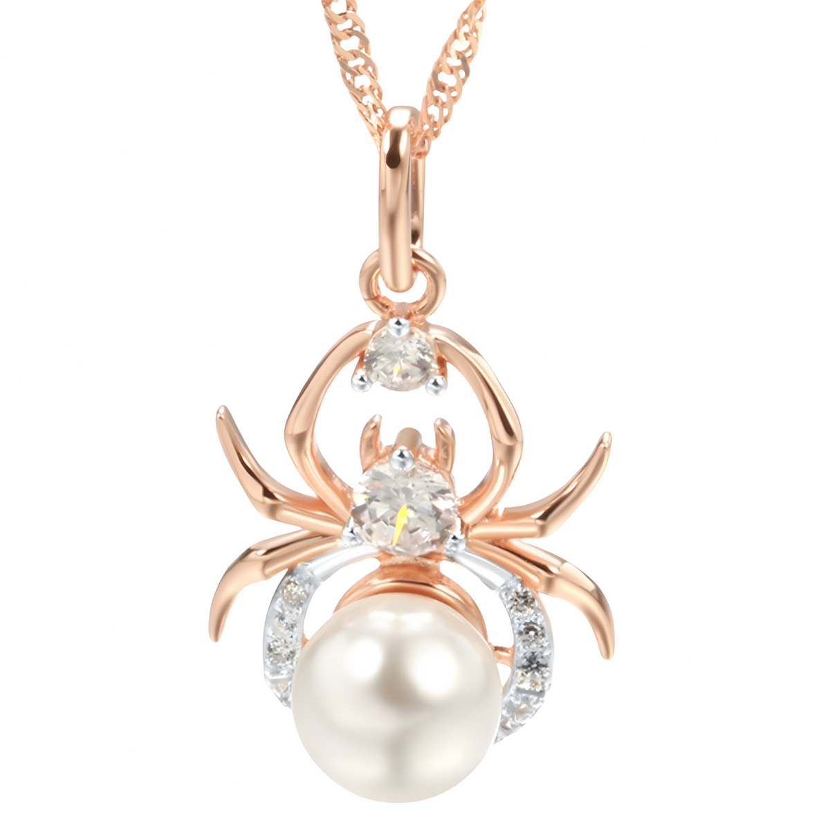 585 Rose Gold & Silver Colour Spider Pendant Necklace Women – Copper Metal 1273