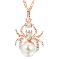 585 Rose Gold & Silver Colour Spider Pendant Necklace Women – Copper Metal 1273