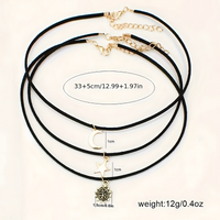 3-Piece Layered Velvet Choker Necklace Women – Moon Star Sun Pendant, Trendy 681