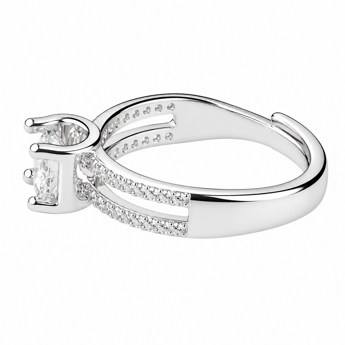 Adjustable Wedding Ring Double Pavé Band Statement Ring Diamond Look Luxury 1666