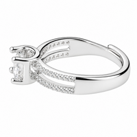 Adjustable Wedding Ring Double Pavé Band Statement Ring Diamond Look Luxury 1666
