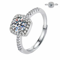 Women's Adjustable Cushion Halo Zircon Engagement Ring, Round Brilliant Cut 1610