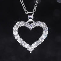 925 Silver Plated Birthstone Heart-Shaped Zircon Pendant Necklace 18