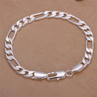 925 Sterling Silver Figaro Chain Bracelet, Classic Silver Link Bracelet 420