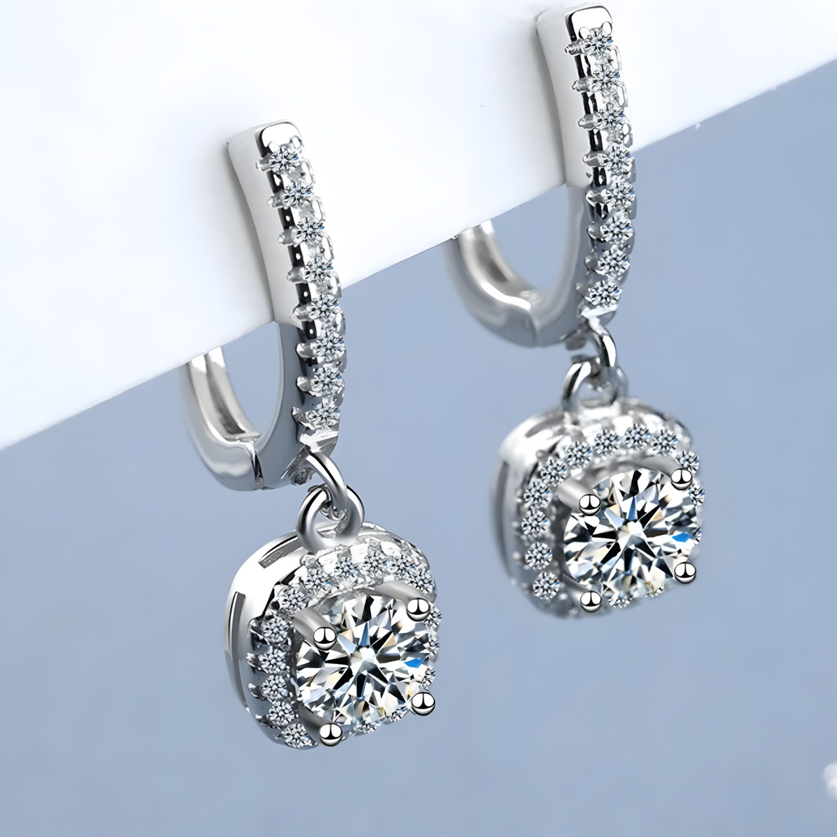 Wedding 925 Sterling Silver Eternity Earrings Women Sparkling Cubic Zirconic 498