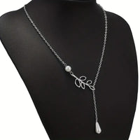 Faux Pearl Pendant Leaves Branch Decor Choker Necklace Charm Minimalist 95 UK