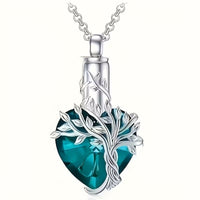 Heart Tree of Life Urn Necklace 925 Sterling Silver Ashes Memorial Unisex B197