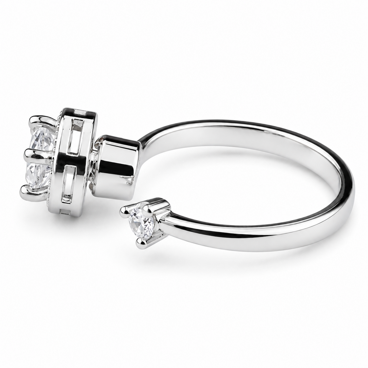 Rotatable Halo Spinner Ring For Women, Adjustable Open Band Fidget Anxiety 1511